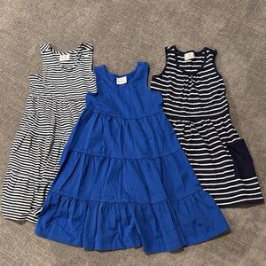Hanna Andersson Blue and Striped Kids Dress Trio